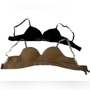 2 for 1 Victoria's Secret and PINK Black and Tan Bras Bundle Sizes M & 36B